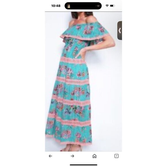 BAROK PARIS Floral Off the Shoulder Cotton Blend Maxi Dress Size S NWT $199 - Picture 2 of 9